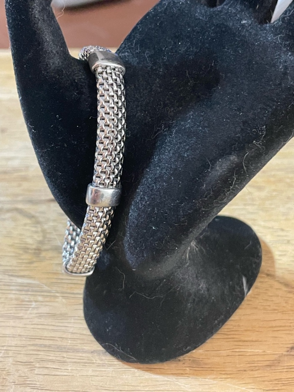 Dyadema Italy Sterling Silver stretch bracelet five station chain mesh 6.25 inch - Picture 9 of 15